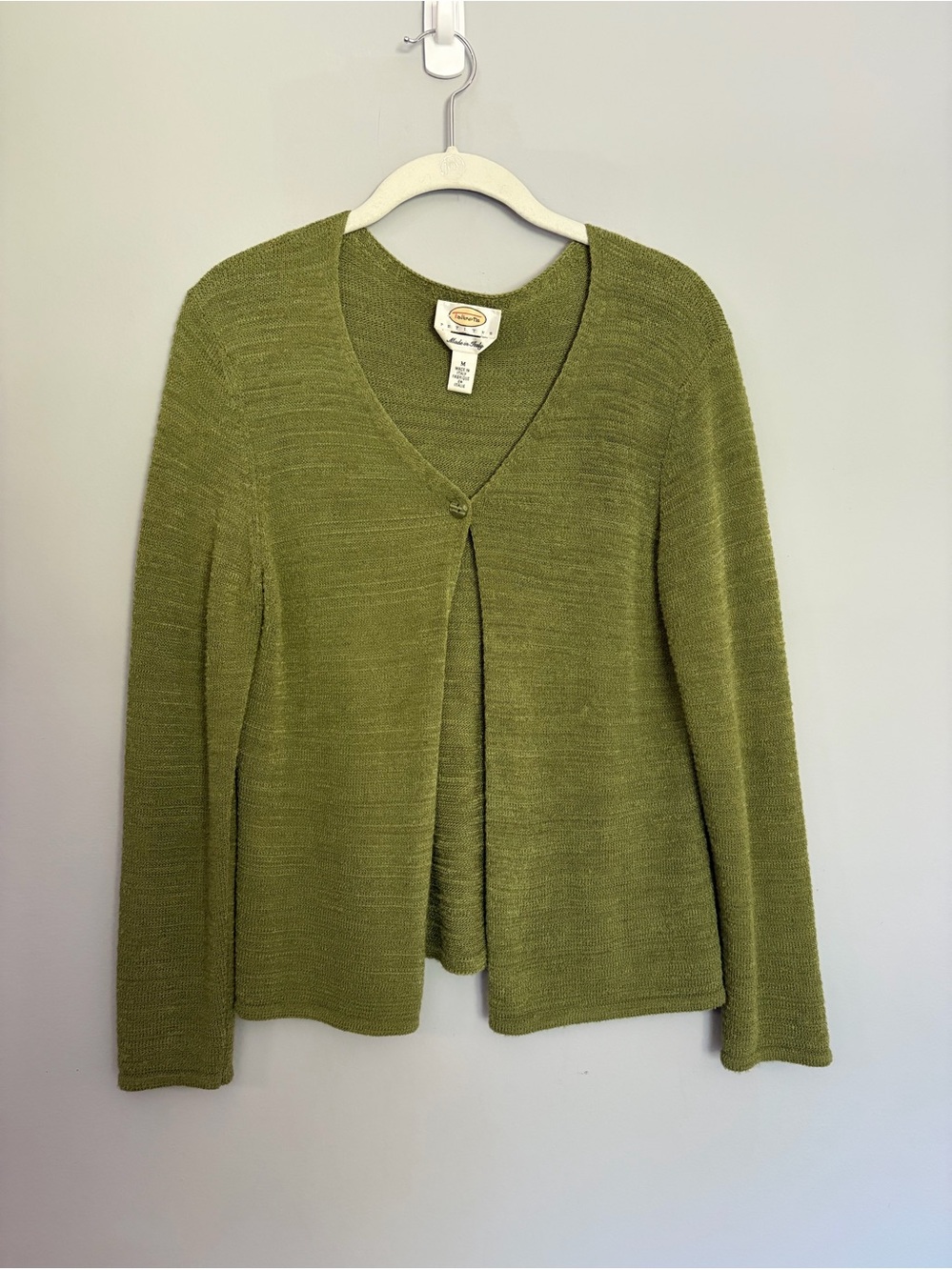 Talbots Petites Vintage Made In Italy Green Knit Cardigan Size MP 1 Button